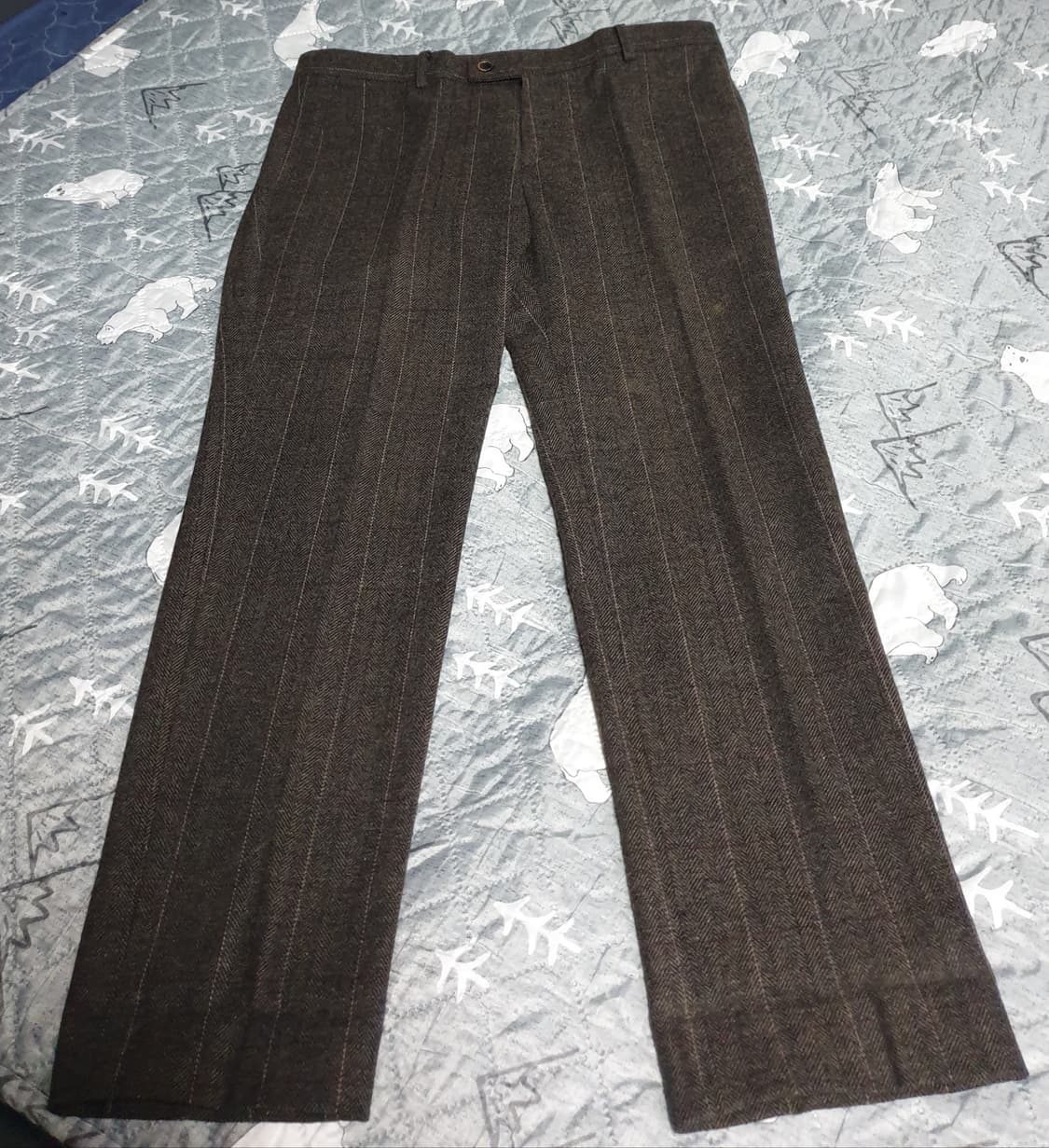 FLEUR 스트라이프 모직 슬랙스 다크브라운 (34) 상품이미지1