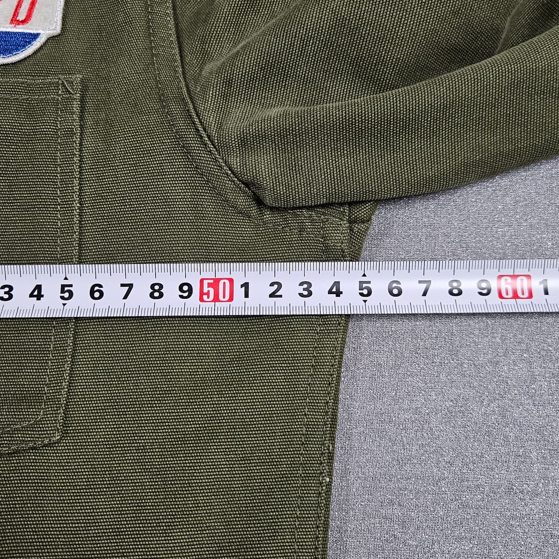 L 100) 패치 빈티지 블루종 카키 상품이미지7