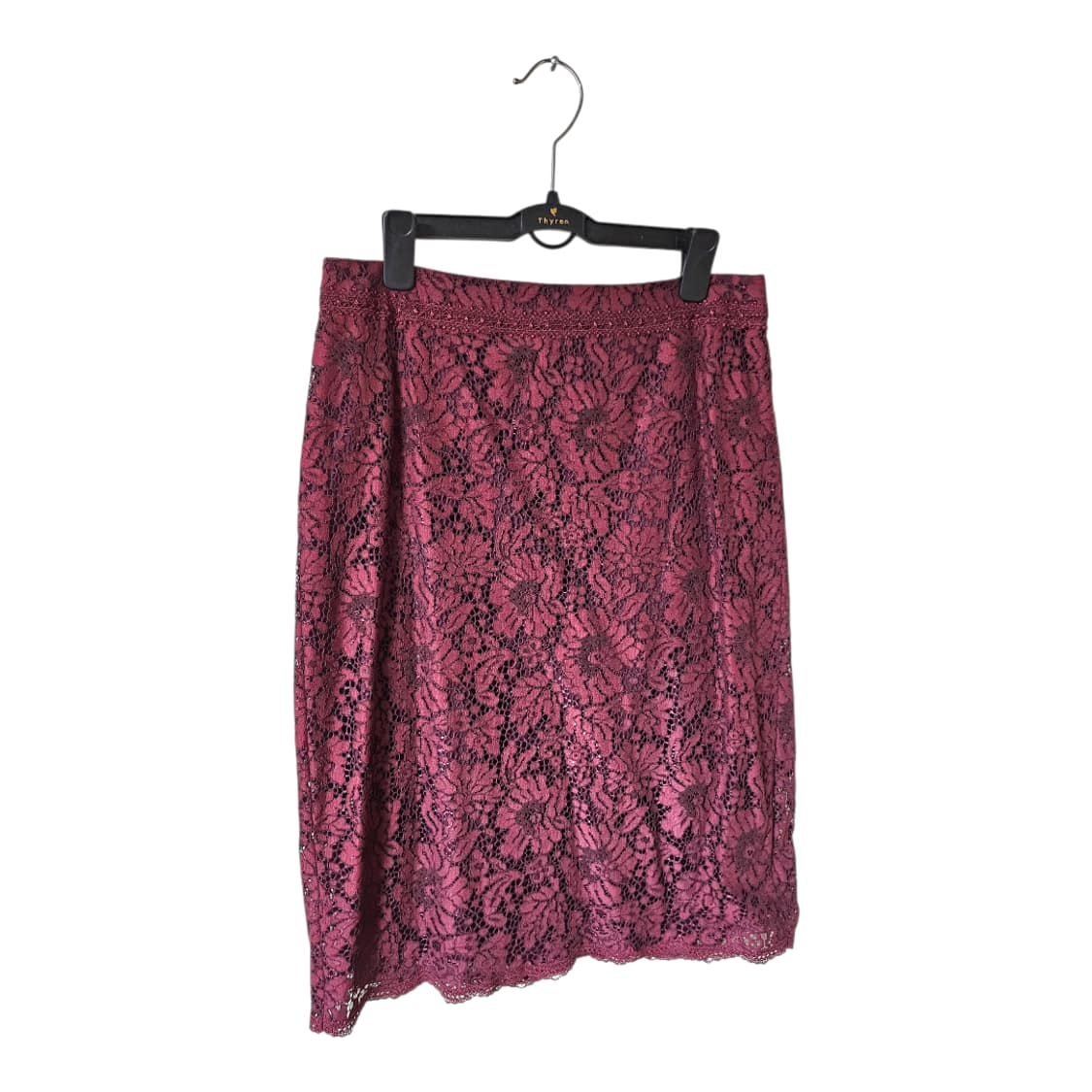 쉬즈미스 레이스 버건디 H라인 미디 스커트 66 | 상태A 상품이미지7