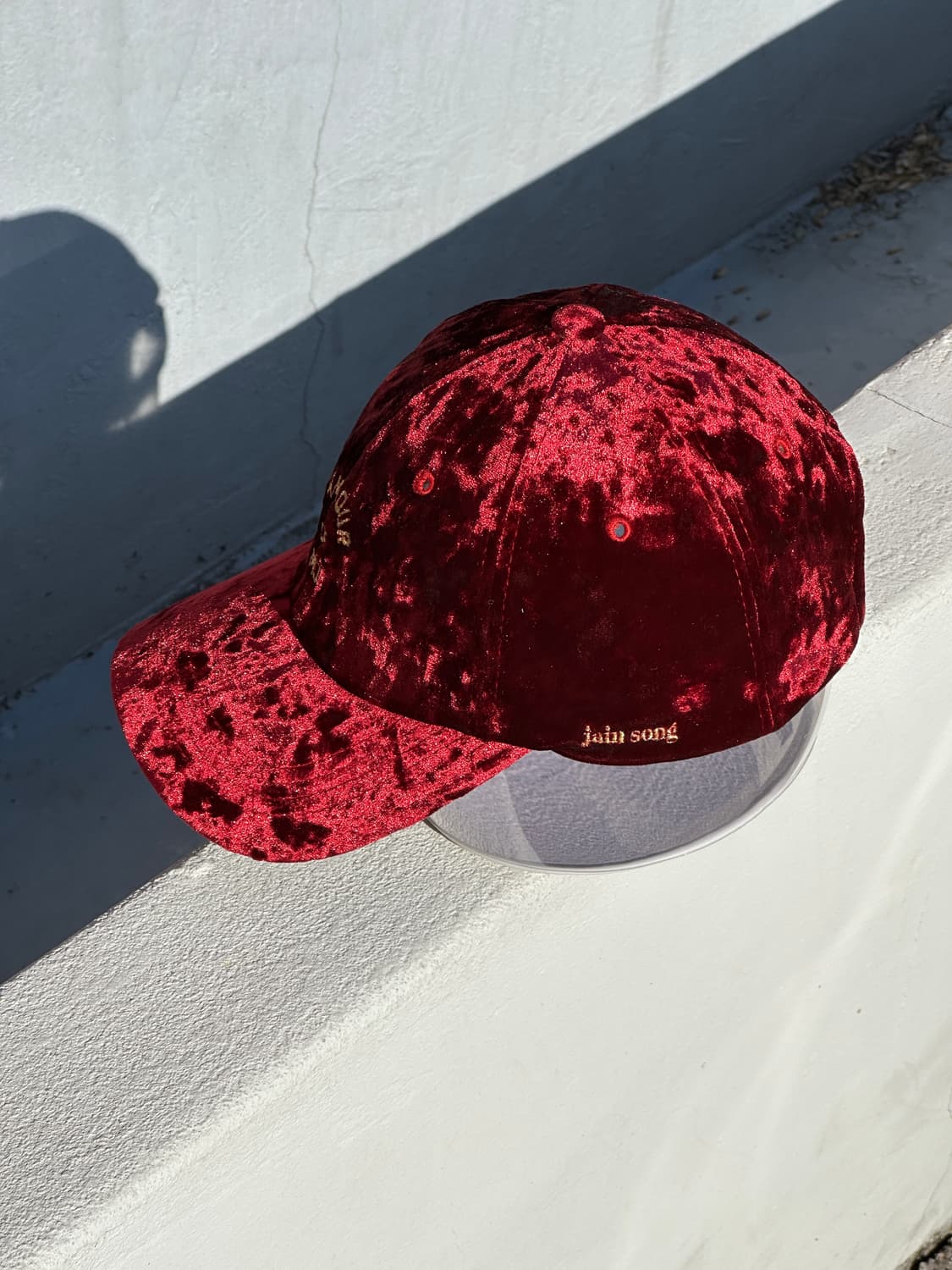 [F] 제인송 벨벳 버건디 볼캡 모자 상품이미지3