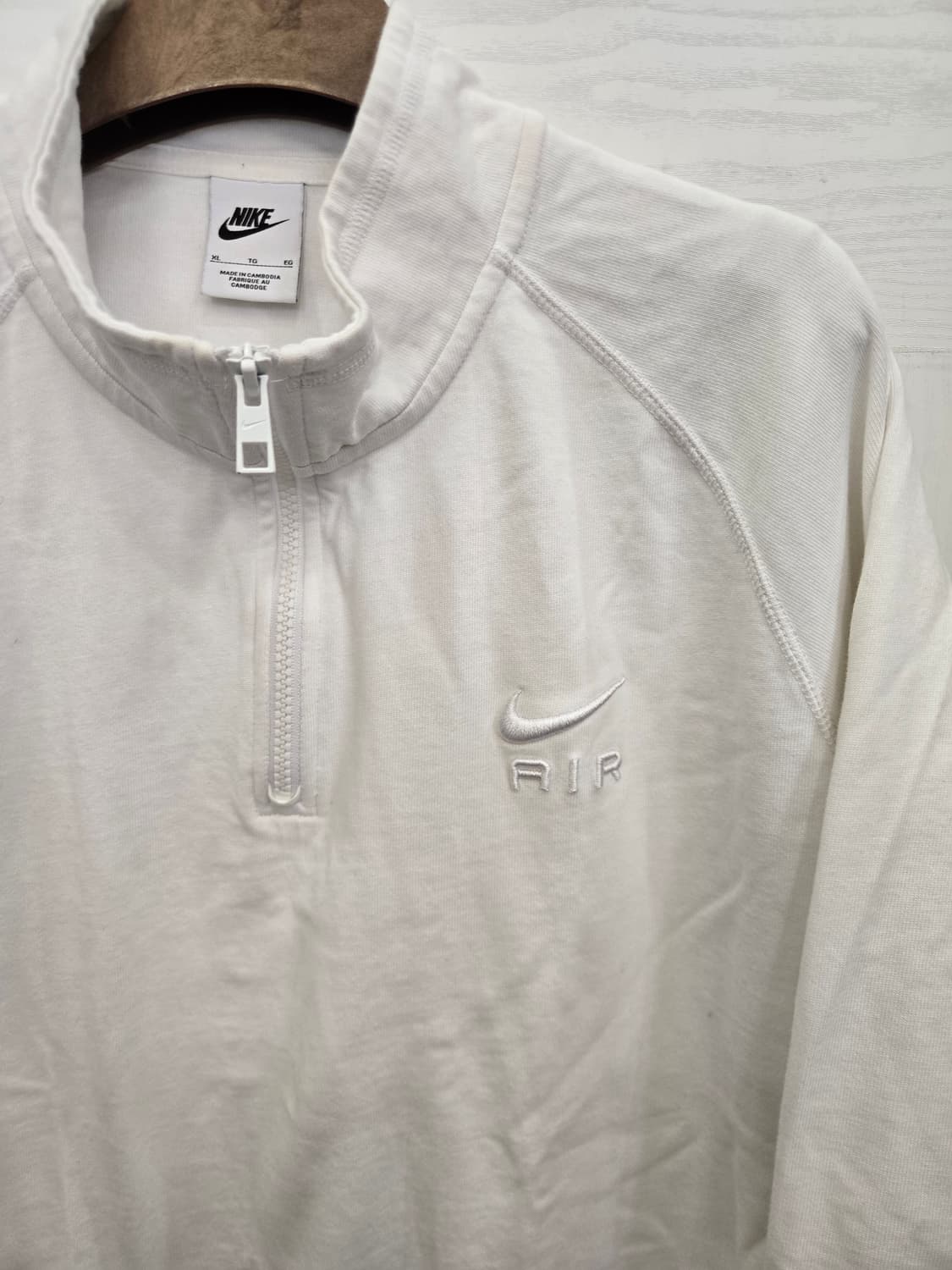 105,XL)) NIKE AIR 나이키 에어 올 화이트 반집업 긴팔티셔츠 상품이미지2