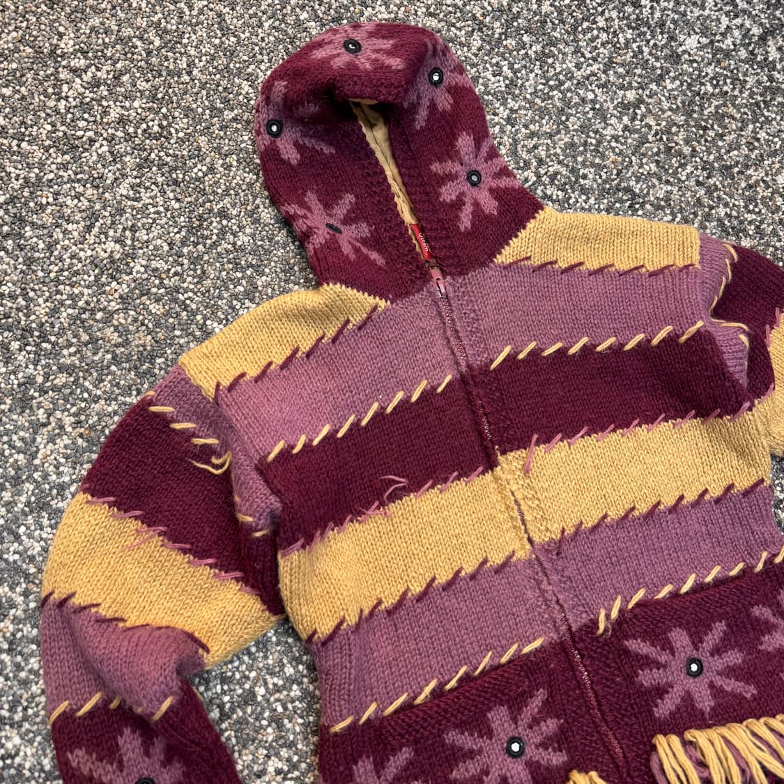 네팔 핸드메이드 퓨어울 히피 가디건 (M)  상품이미지3