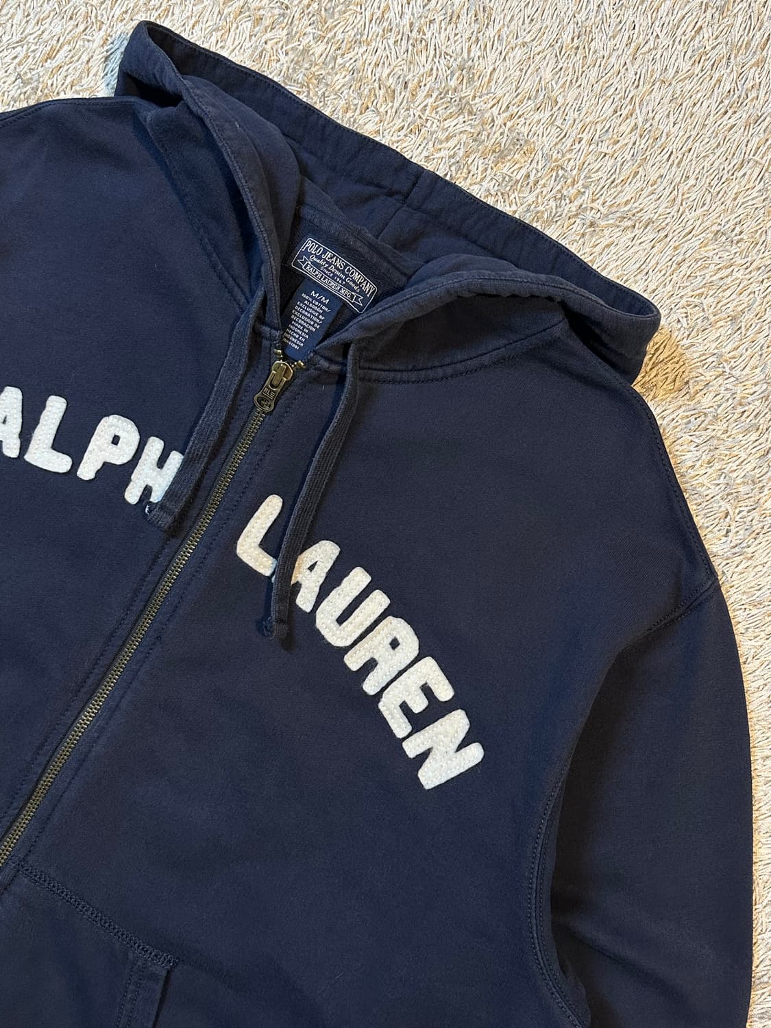 희귀) 90's 폴로 진스 스펠아웃 아치로고 후드집업 네이비 상품이미지2