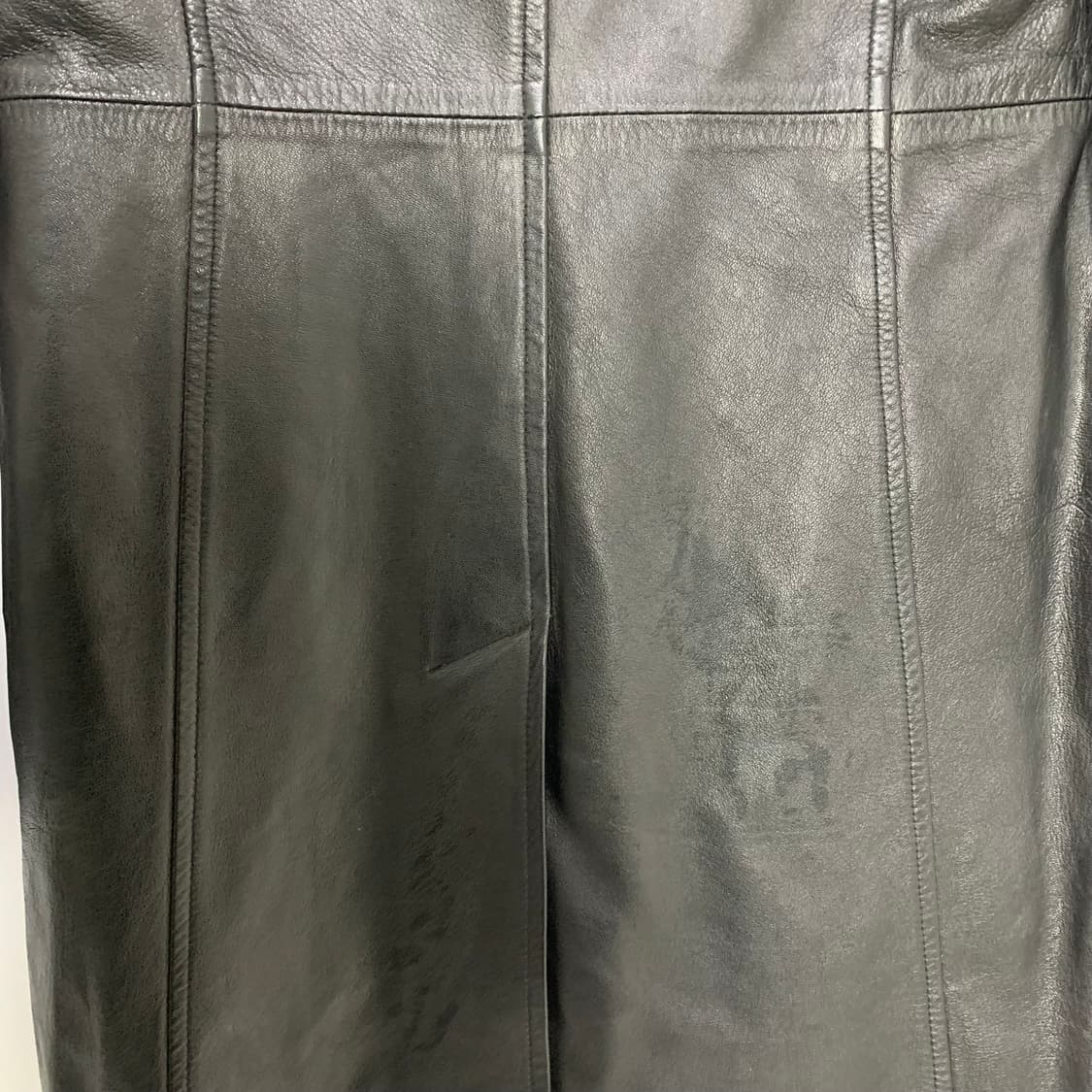 SYSTEM 시스템 빈티지 블랙 리얼레더 가죽 하프 코트 여성 상품이미지5