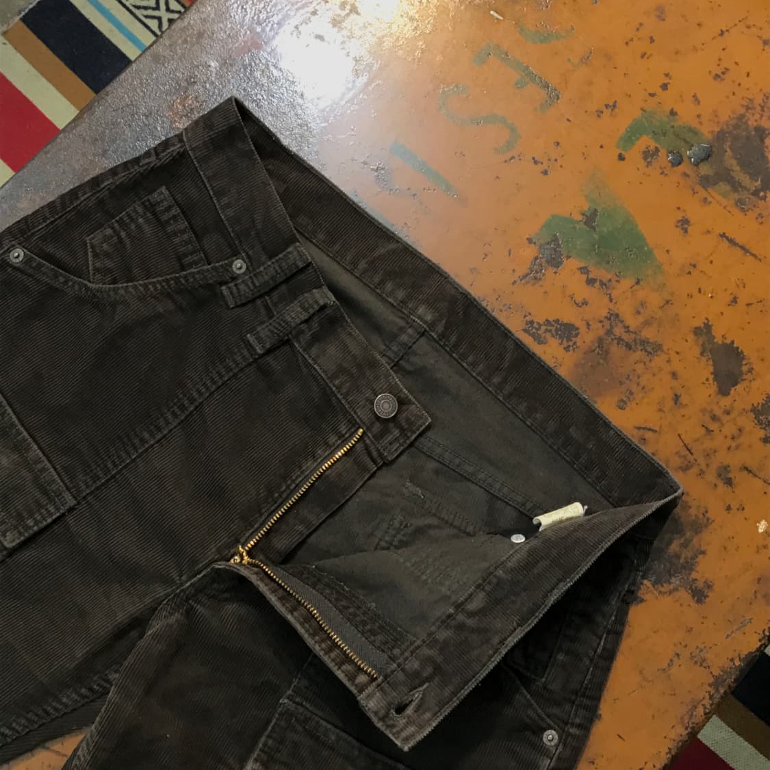 일본 리바이스 브라운 코듀로이 퍼티그 포켓 팬츠 허리 35 36 상품이미지5
