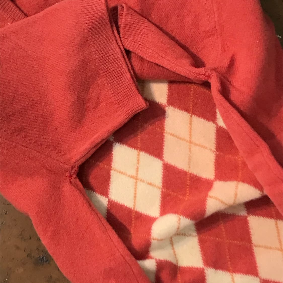 버버리 톤다운 오렌지 아가일 패턴 반팔 울 니트 여성 55  상품이미지6