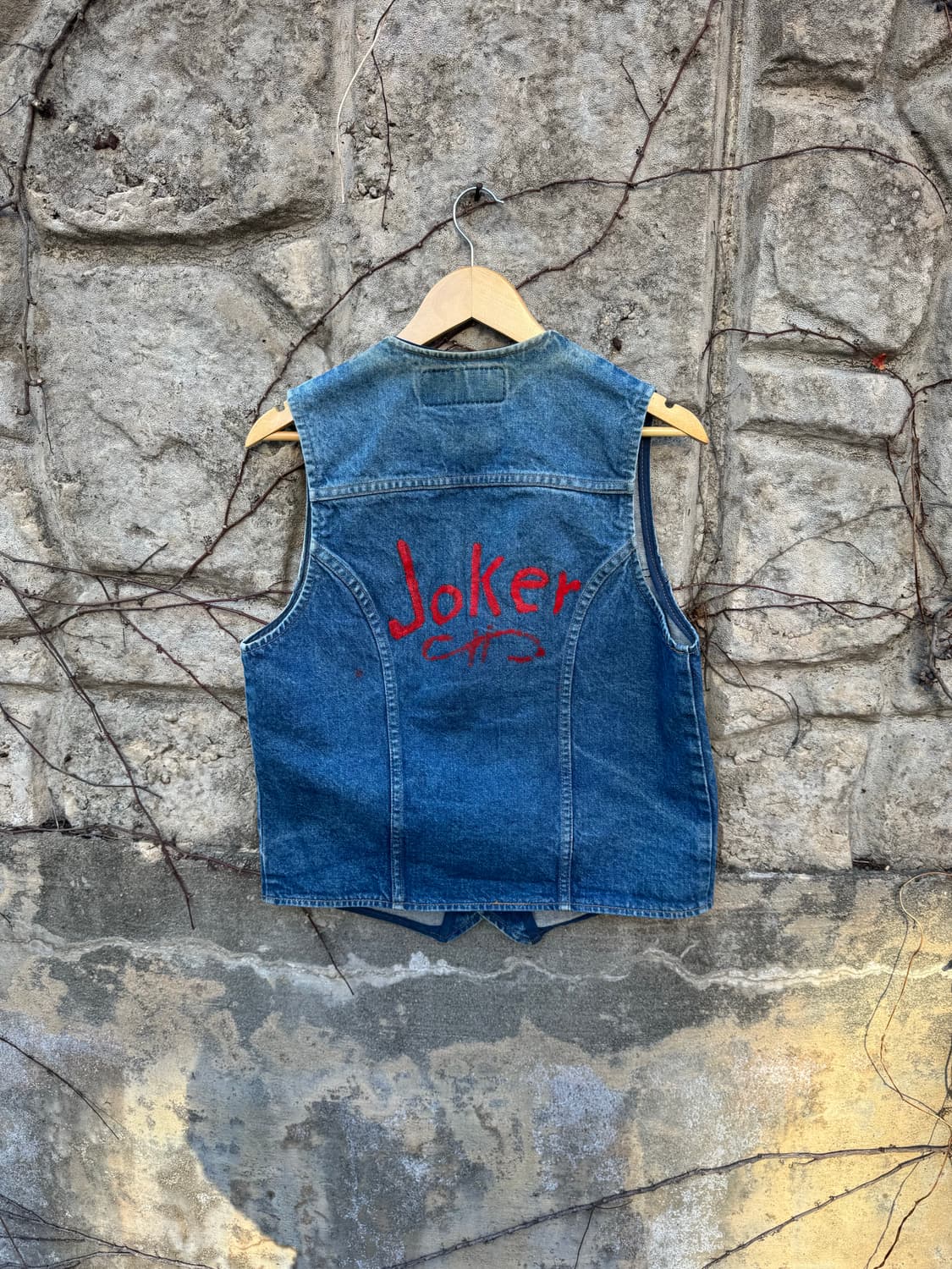 90s 랭글러 빈티지 페인팅 패치 커스텀 데님 베스트 조끼 상품이미지1