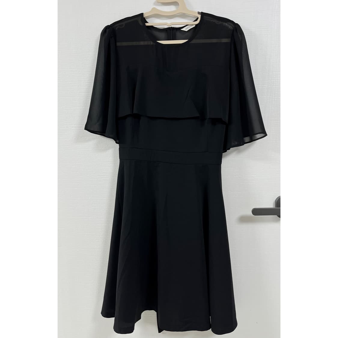 77-88 | 시크라인 블랙 쉬폰 시스루 플레어 원 상품이미지1