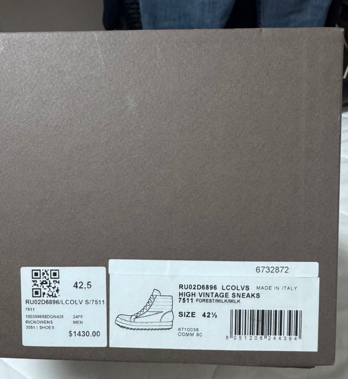 급매)릭오웬스 빈티지 하이 릭반스 하이탑 새상품 42.5 사이즈 상품이미지5