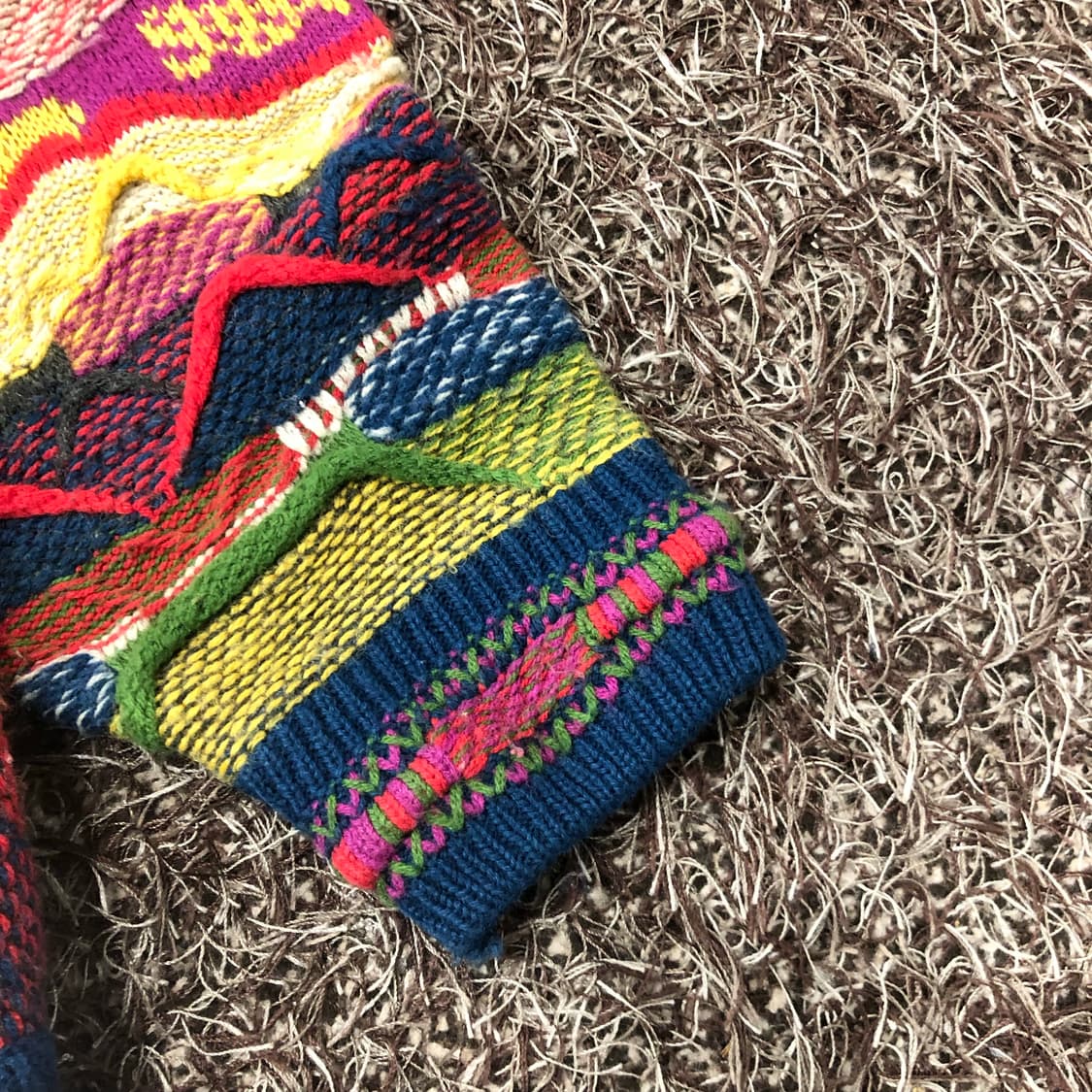 빈티지 멀티컬러 패턴 케이블 쿠지ST 니트 상품이미지3