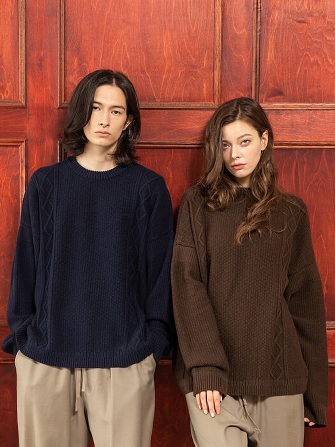 [새상품] 2) 비긴202 X 707스튜디오 풀 오버 니트 네이비 상품이미지1