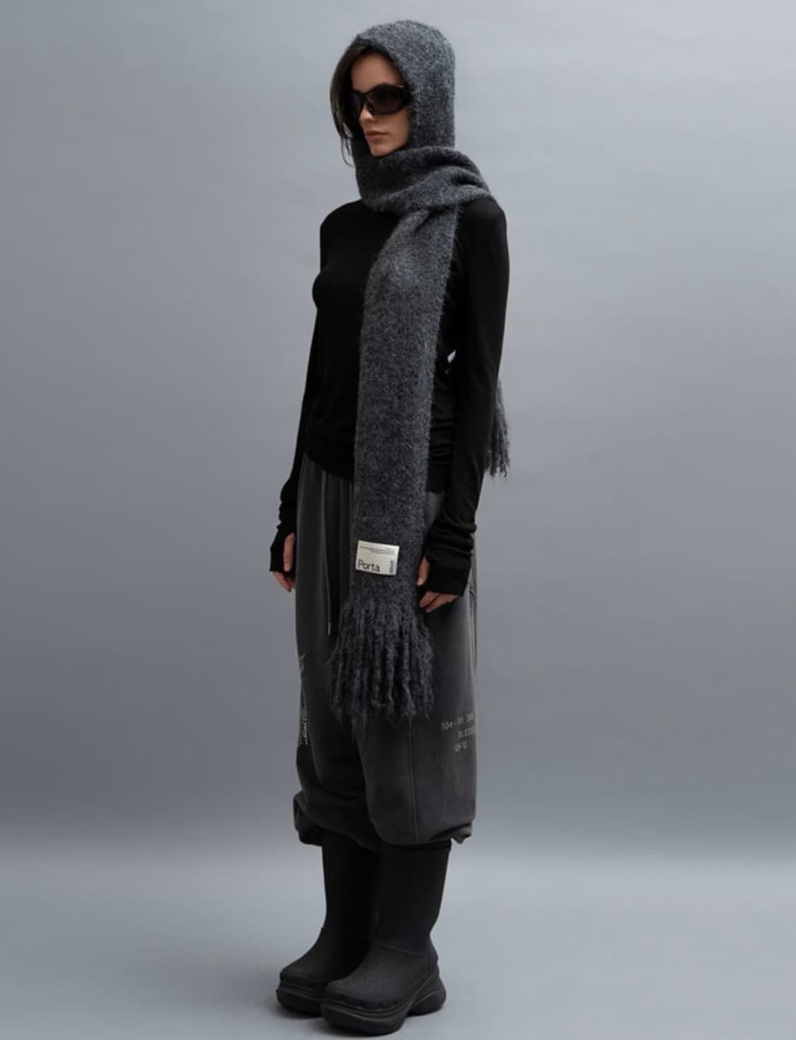THE PORTA 더포르타 포르타 로고 라벨 후드 머플러 상품이미지4