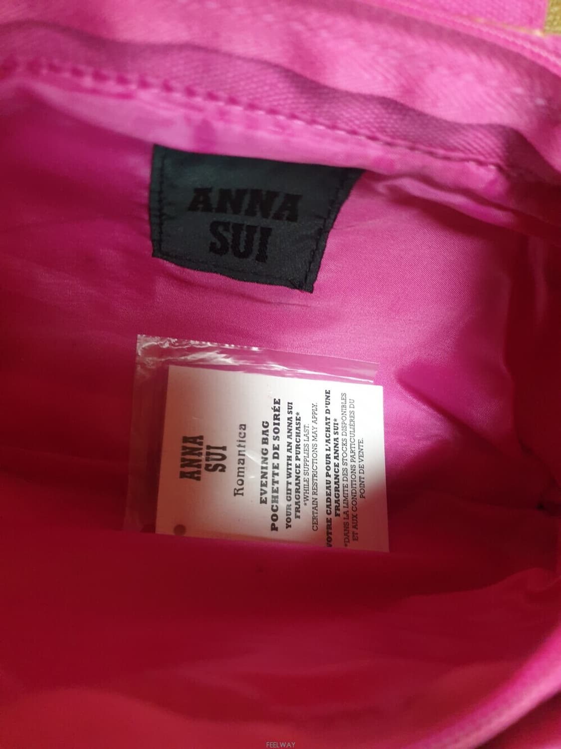 명품 안나 수이(ANNA SUI 정품)화사한 핑크컬러 금장체인 클러치겸  상품이미지3