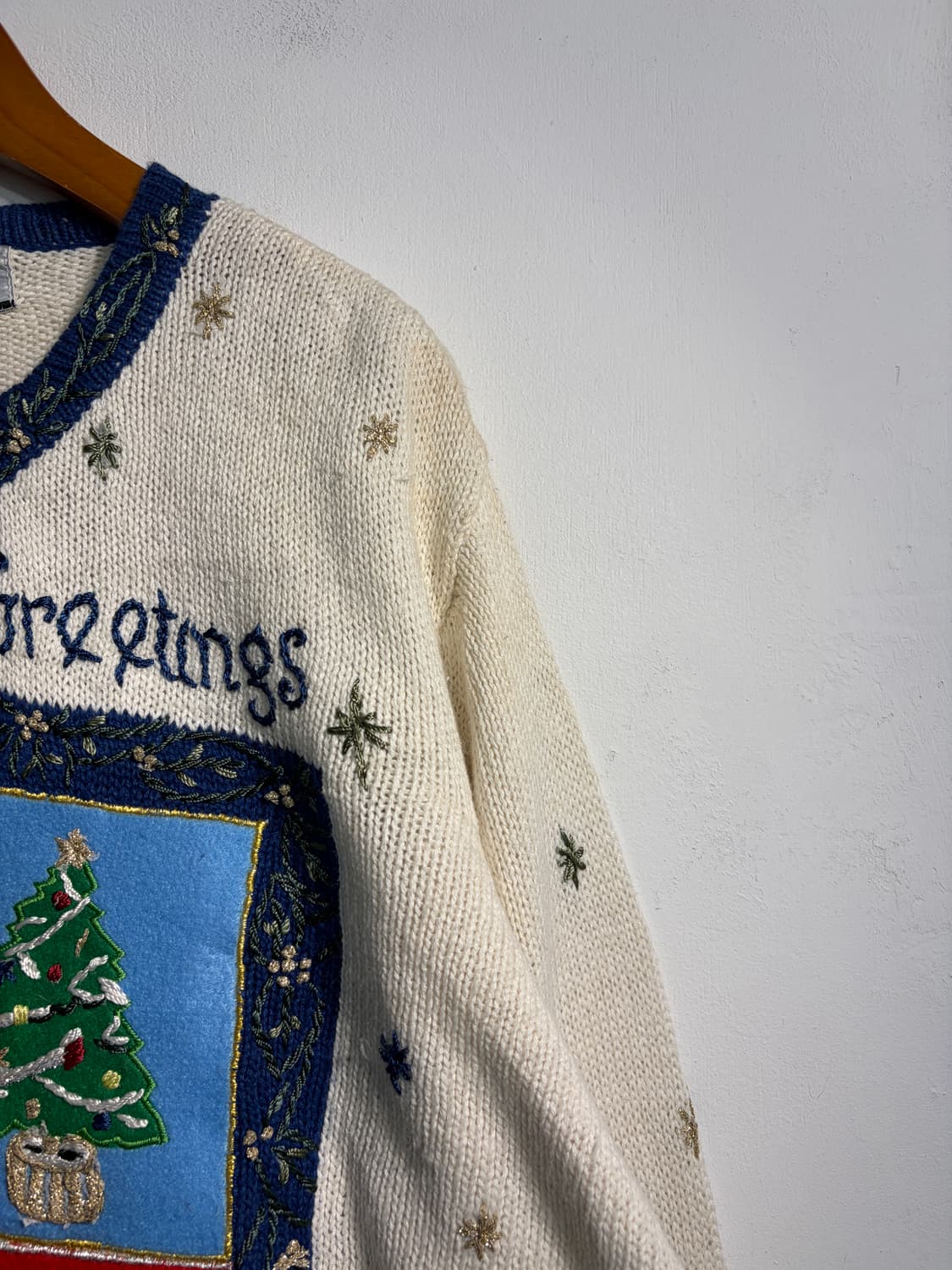 U.S.A. 크리스마스 어글리니트 라미&코튼 가디건 L 상품이미지5