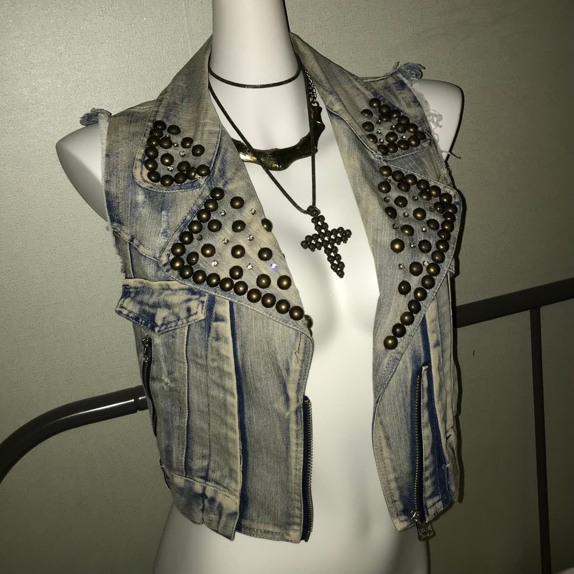 Vintage 락 고스펑크 데미지 스터드 vest 상품이미지1