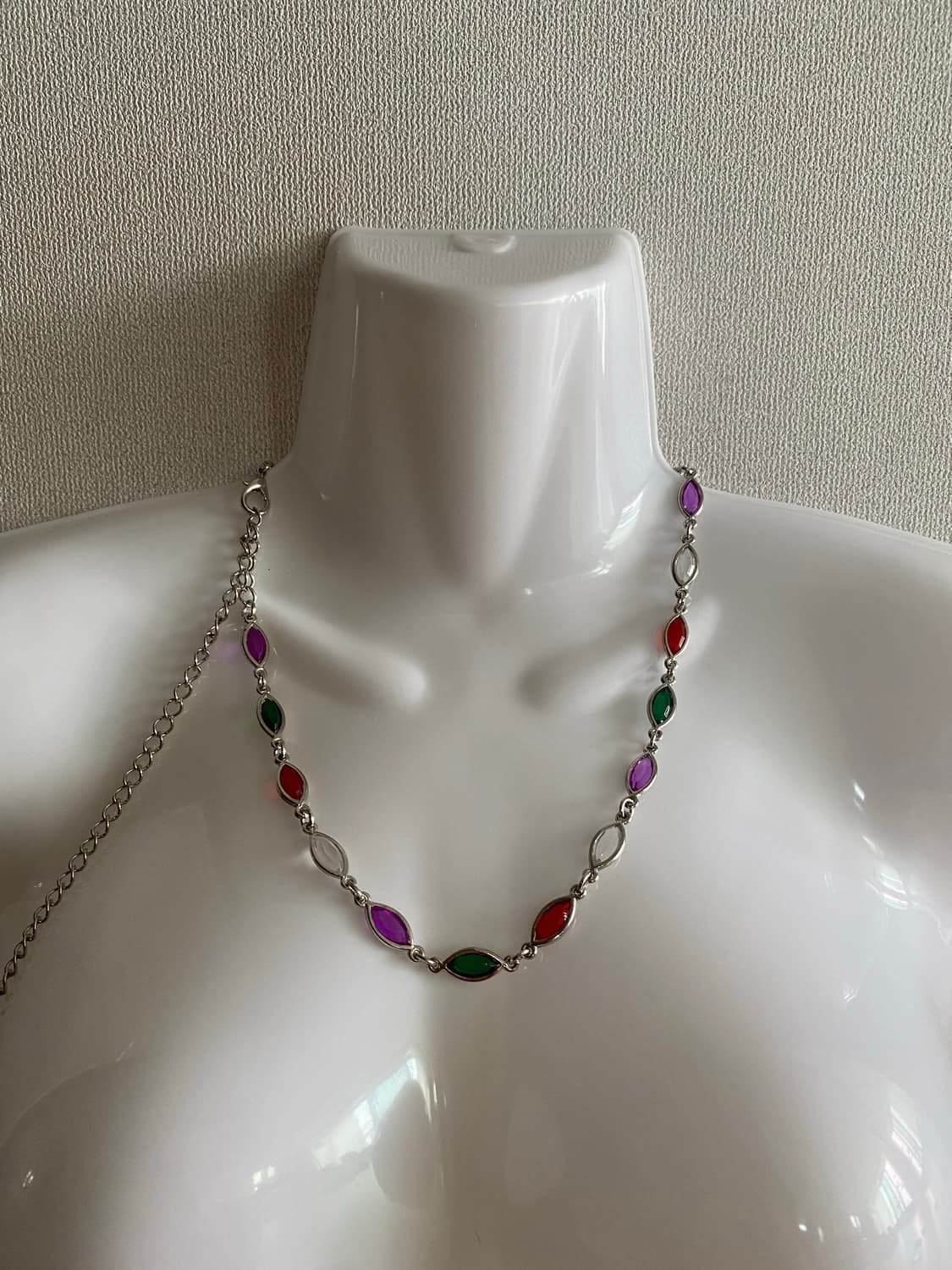 빈티지 컬러 무지개 은장 체인 목걸이 겸 벨트 상품이미지2