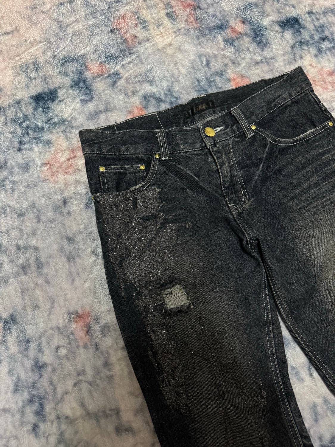 Black baccara glitter washed boot cut de 상품이미지3