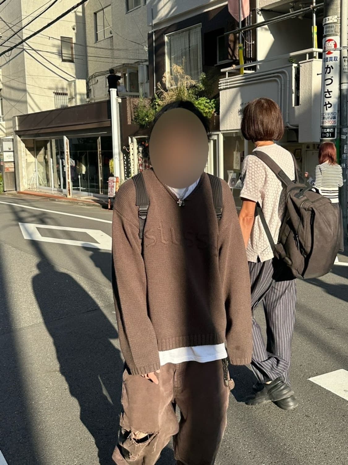 스투시 자수 브이넥 니트 브라운 xl 상품이미지1