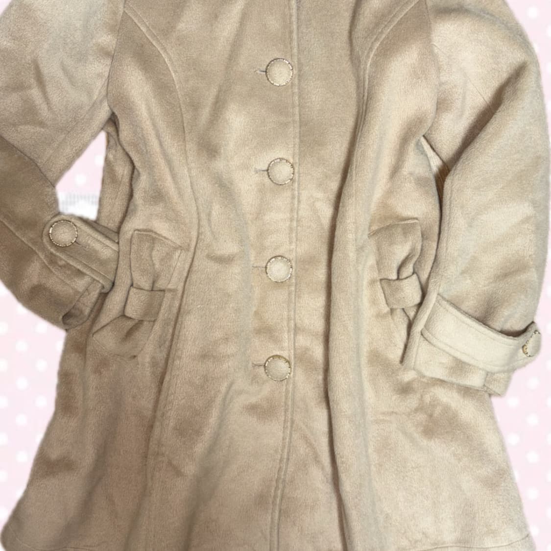 모리걸 데일리 라떼갸루맛 밀크초코맛 리본단추 롱코트 상품이미지2