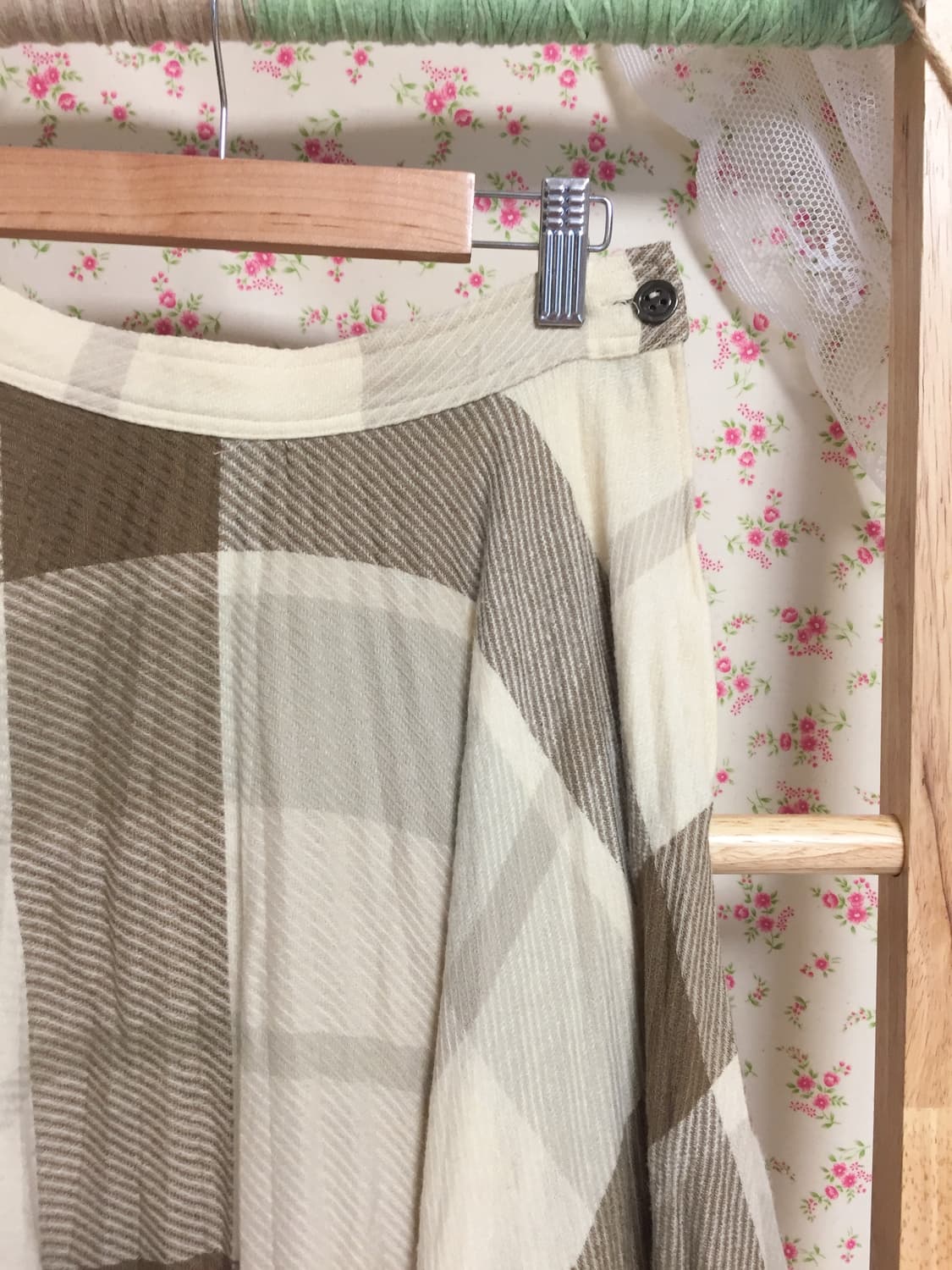 빈티지 모리걸 브라운 체크 스커트 상품이미지5