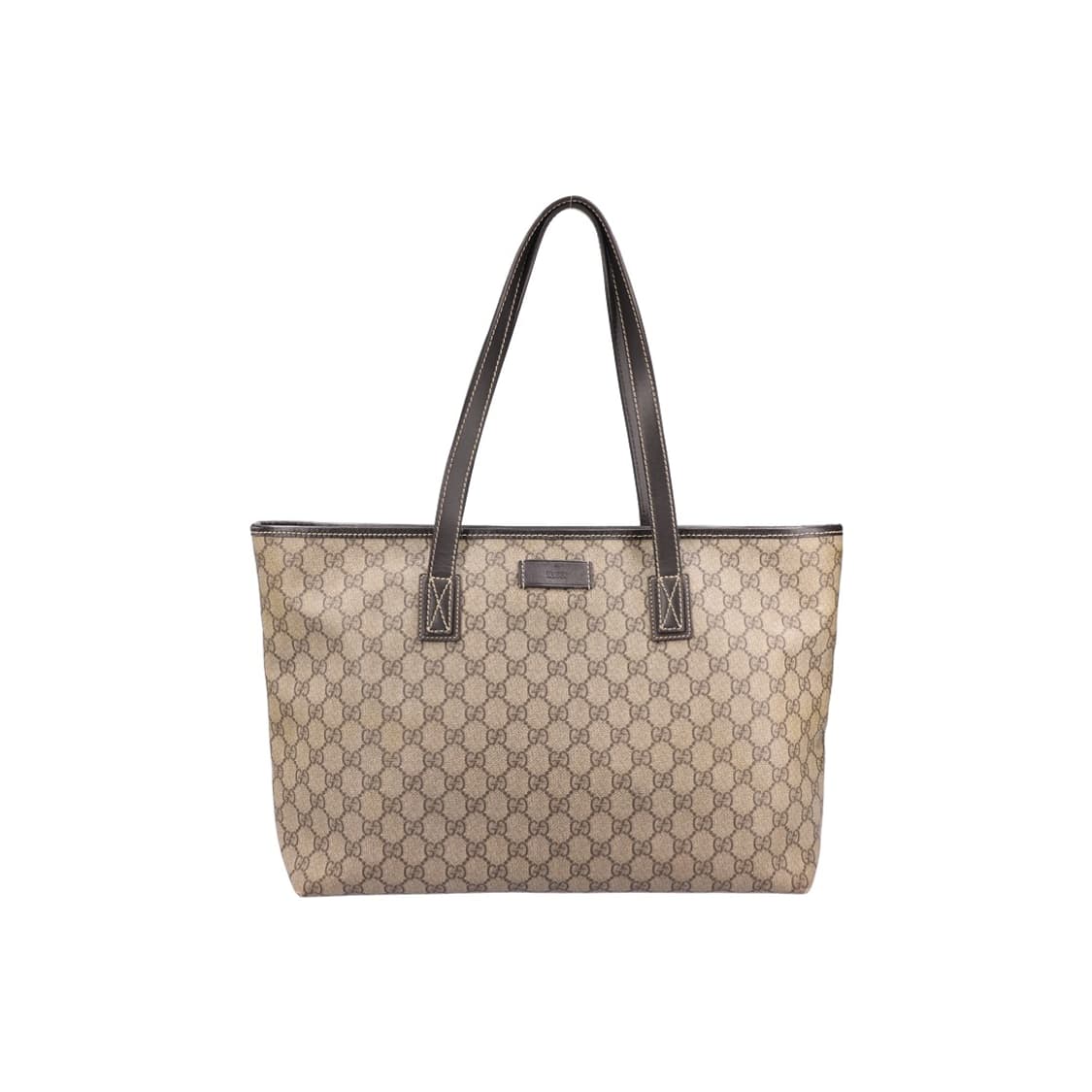 구찌 211137 GG로고 라지 쇼퍼 숄더백 캔버스 브라운 상품이미지1