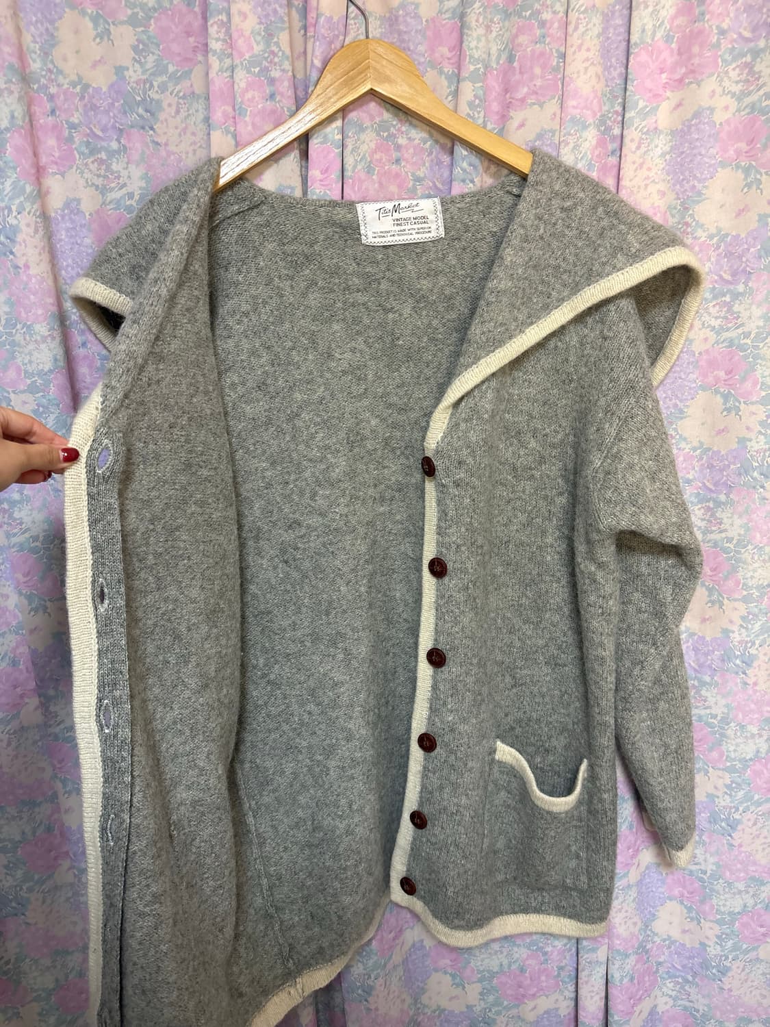 그레이 울 세일러 카라 가디건 상품이미지7