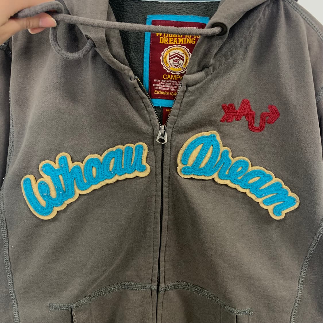 후아유 빈티지 디테일 카키 후드집업 상품이미지4