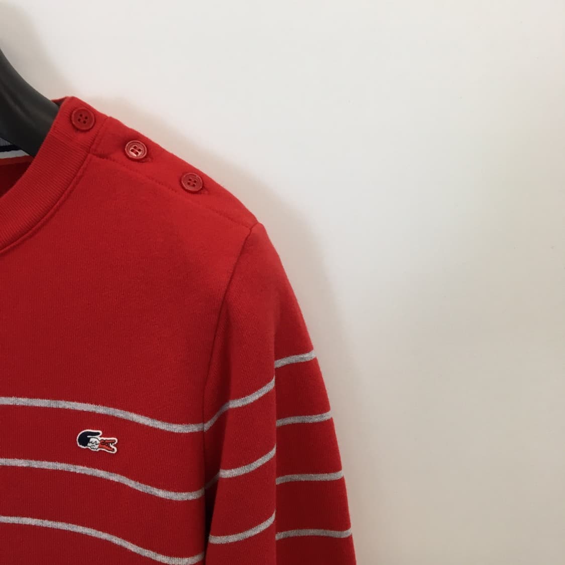 라코스테 패치로고 스트라이프 스웻셔츠 95 블뢰블랑  상품이미지2
