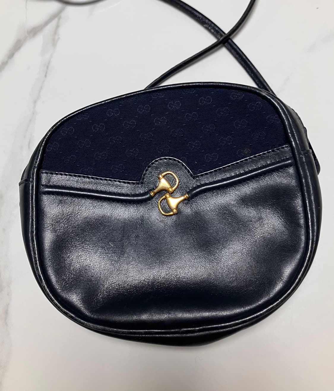 올드 구찌 빈티지 미니 탬버린백 네이비 크로스백 상품이미지1