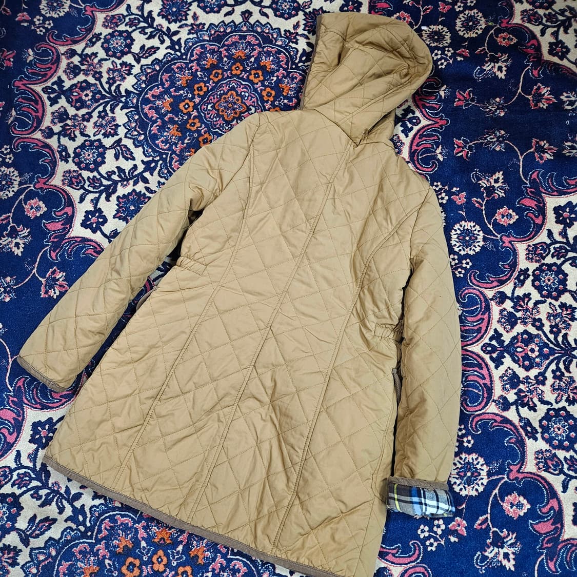 써스데이 아일랜드 퀄트 체크배색 후드 자켓  상품이미지4