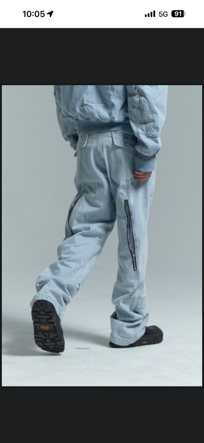 [L] 플라스틱프로덕트 웨이브 지퍼 팬츠 상품이미지2