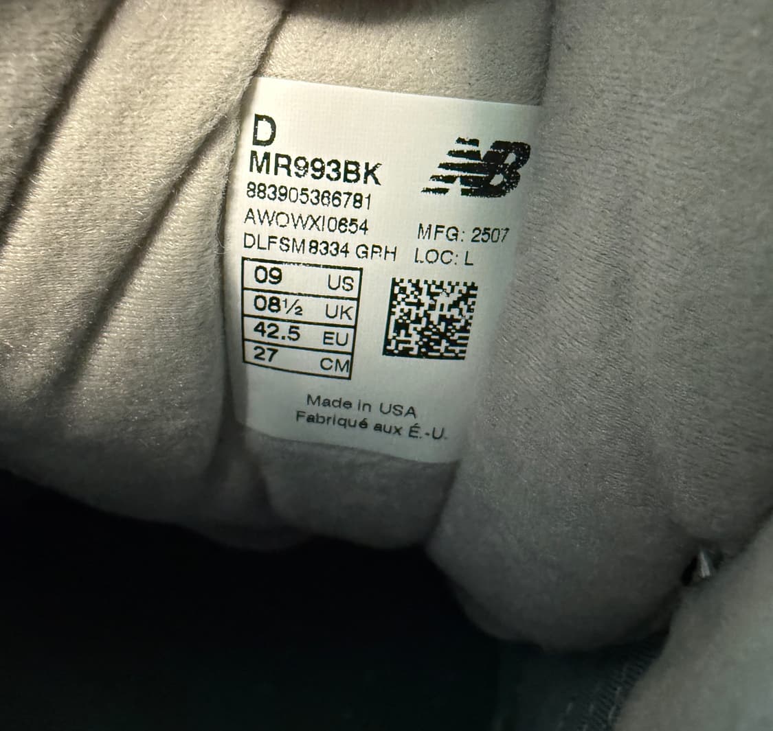 뉴발란스 993 블랙 270 (뉴코탭, 시착만 새상품) 상품이미지10