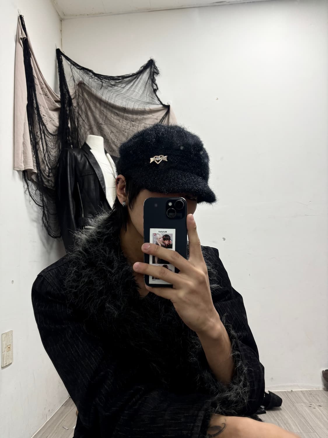 2. Ribbon Detail Black Fur Cap (여성 Free) 상품이미지6