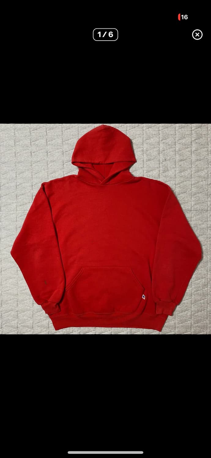 러셀 후드 후디 XL 빈티지 레드 9Os USA Russell 상품이미지1