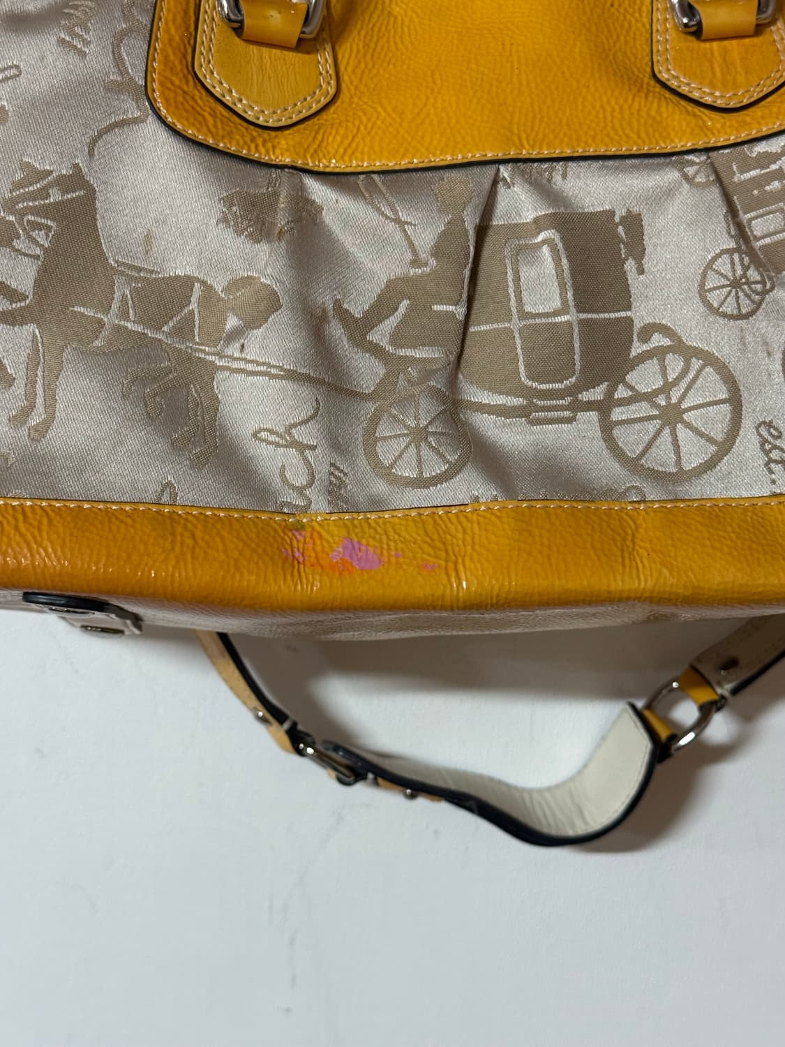 💛코치 y2k 옐로 마차 자카드 투웨이 숄더백 상품이미지7