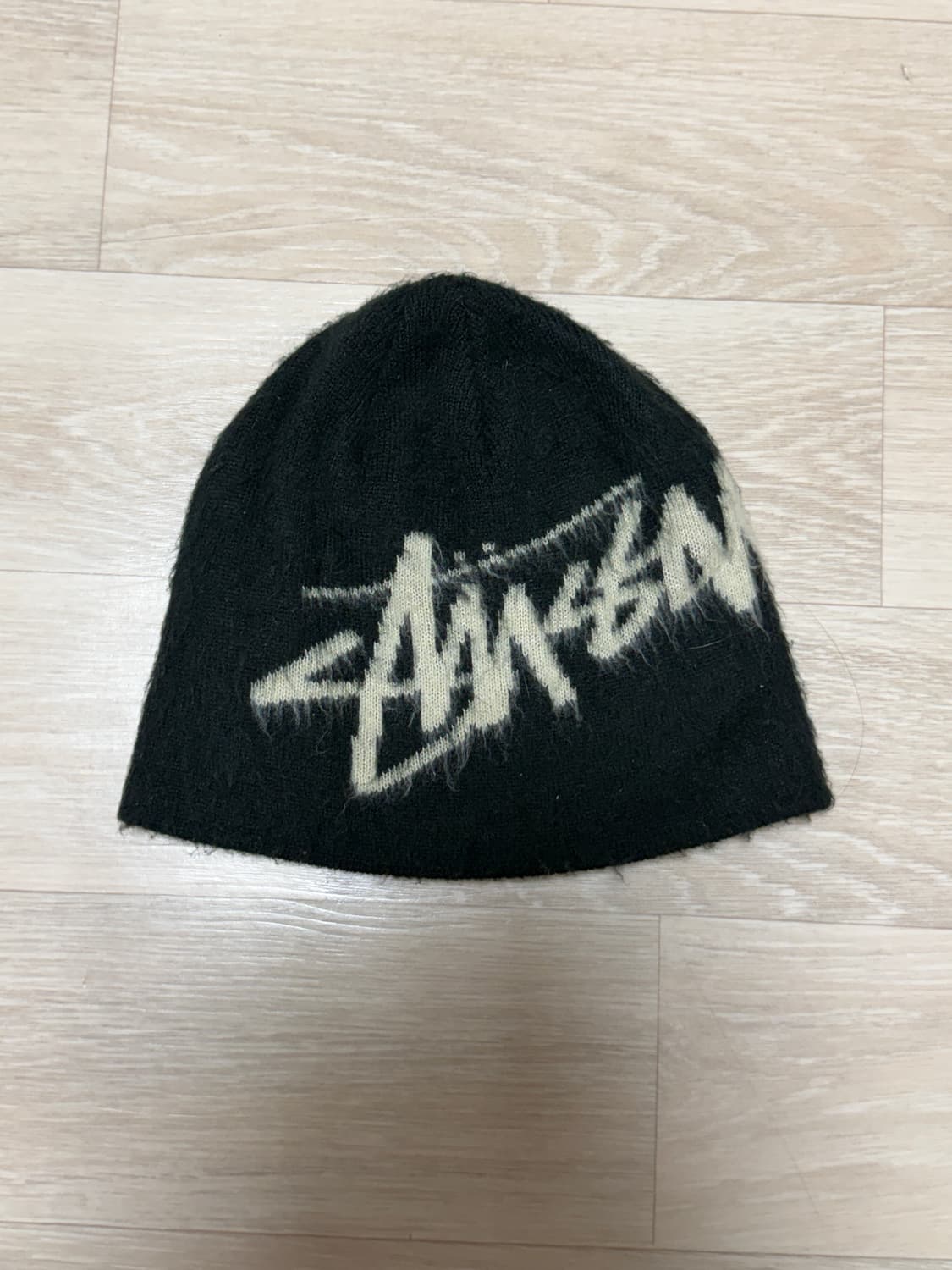 스투시 브러쉬드 아웃 스탁 스컬캡 비니 블랙 상품이미지1