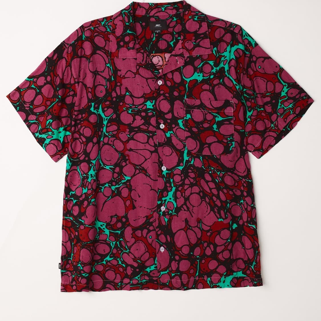 [M] OBEY 오베이 반팔셔츠 다크코랄 멀티 상품이미지1