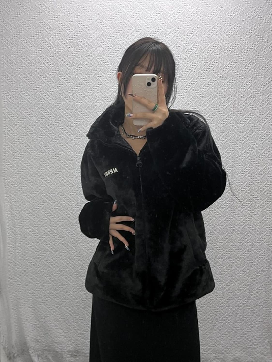 널디 빈티지 모던시크 빅로고 퍼 자켓 M C07772 상품이미지2