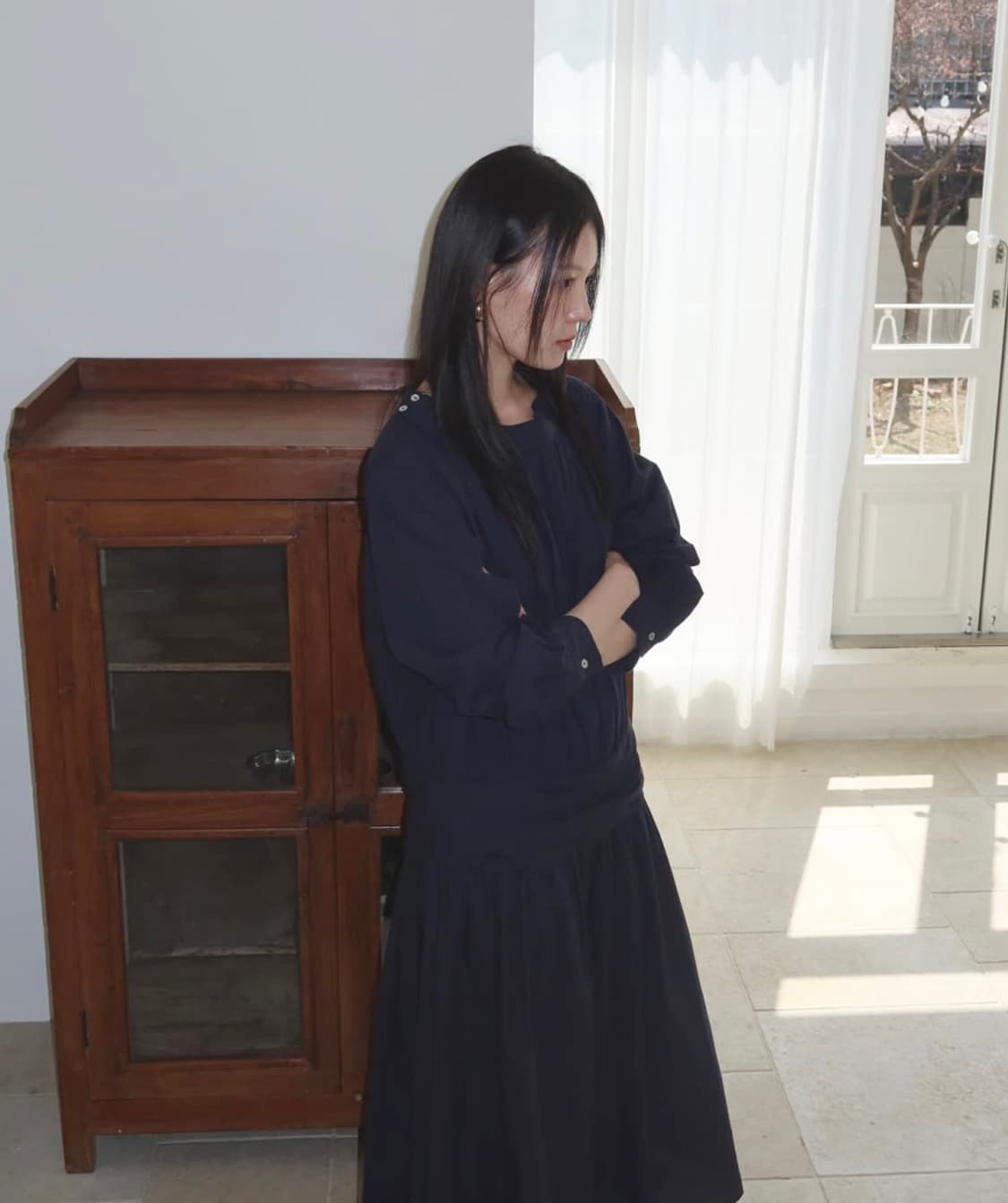 [새 상품]언앤써드미스테리 핀턱 루즈 원피스(네이비) 상품이미지3