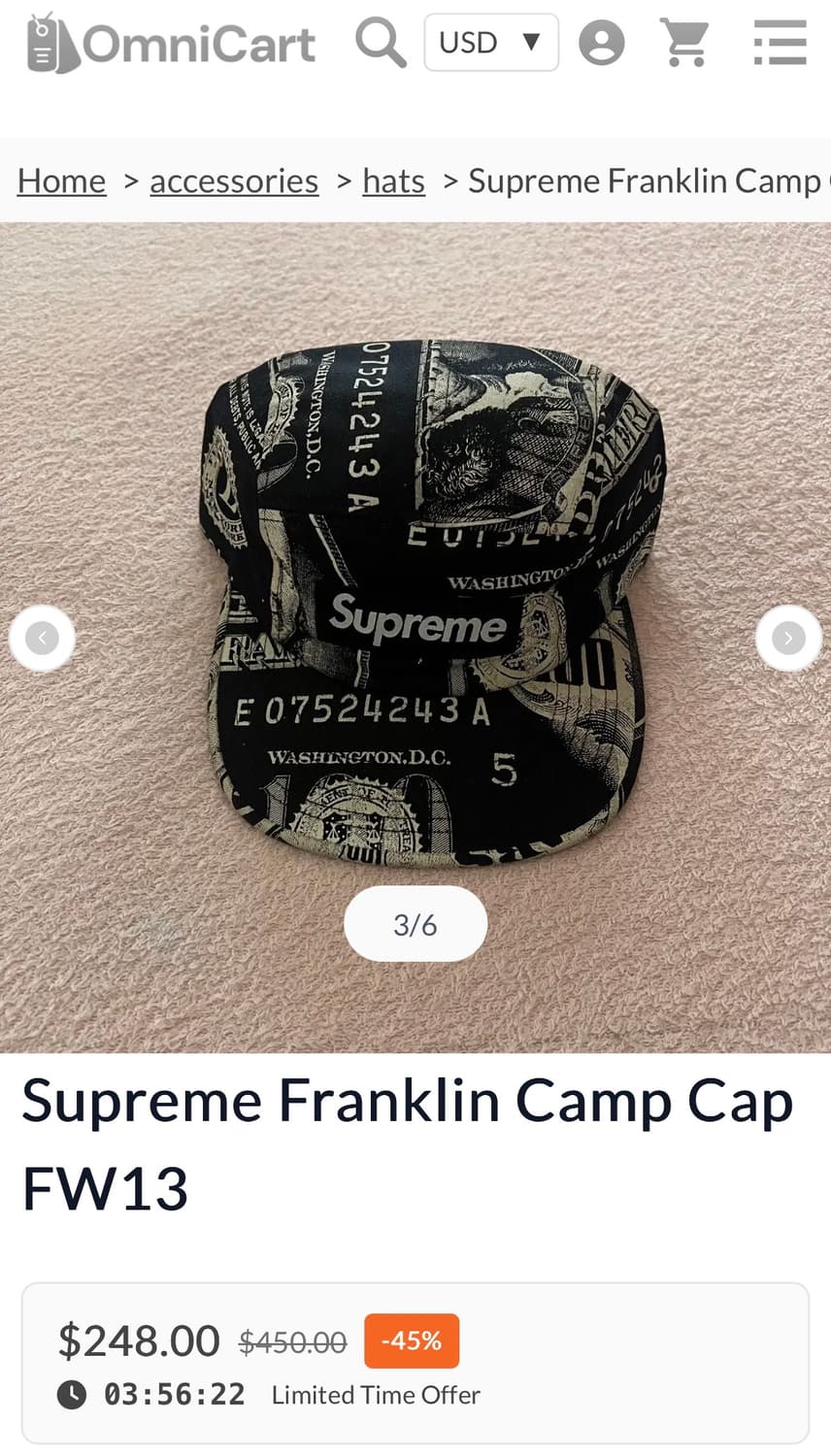 (RARE) Supreme 13fw Franklin Camp Cap  상품이미지6