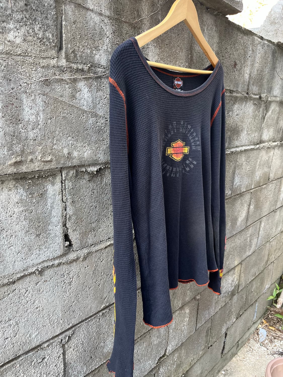 할리데이비슨 불꽃 와플 긴팔 티셔츠 2XL 여성용 상품이미지3