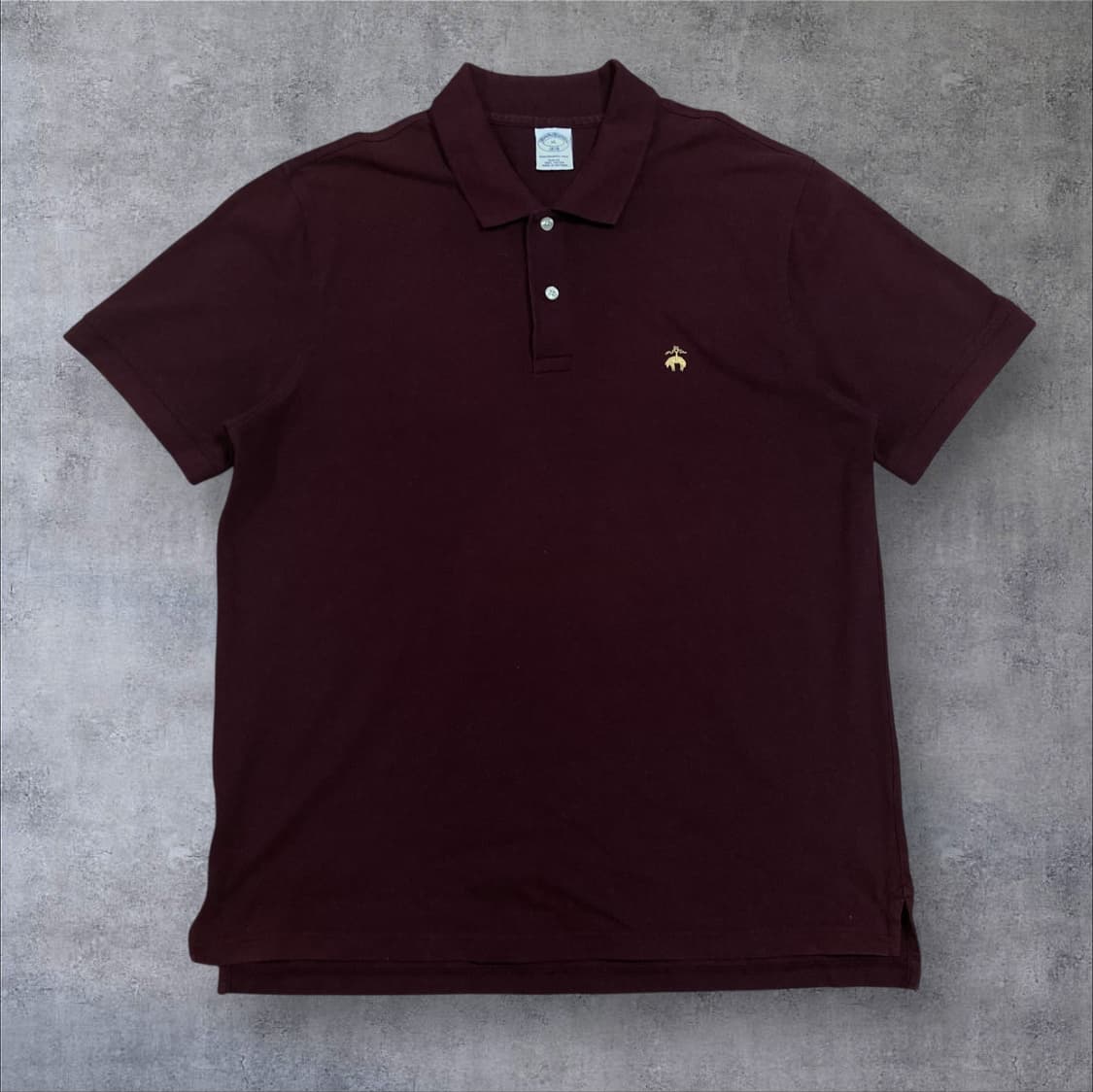 브룩스 브라더스 스몰 로고 버건디 카라 반팔티 상품이미지1