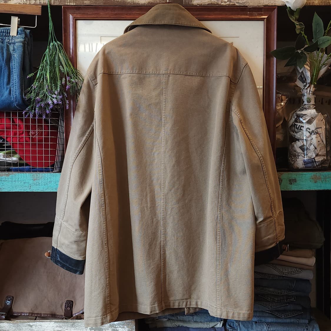 90s 폴로 랄프로렌 파이어맨 자켓 코트 캔버스 레더 오버핏 100 상품이미지2