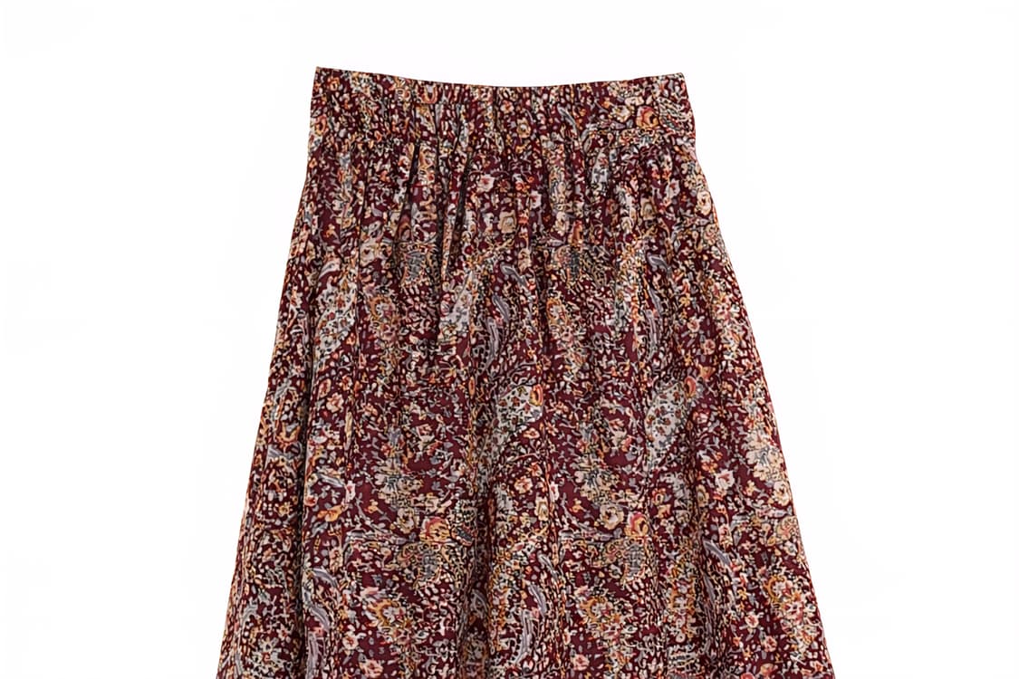 Dusty Burgundy Paisley Flare Skirt 상품이미지3