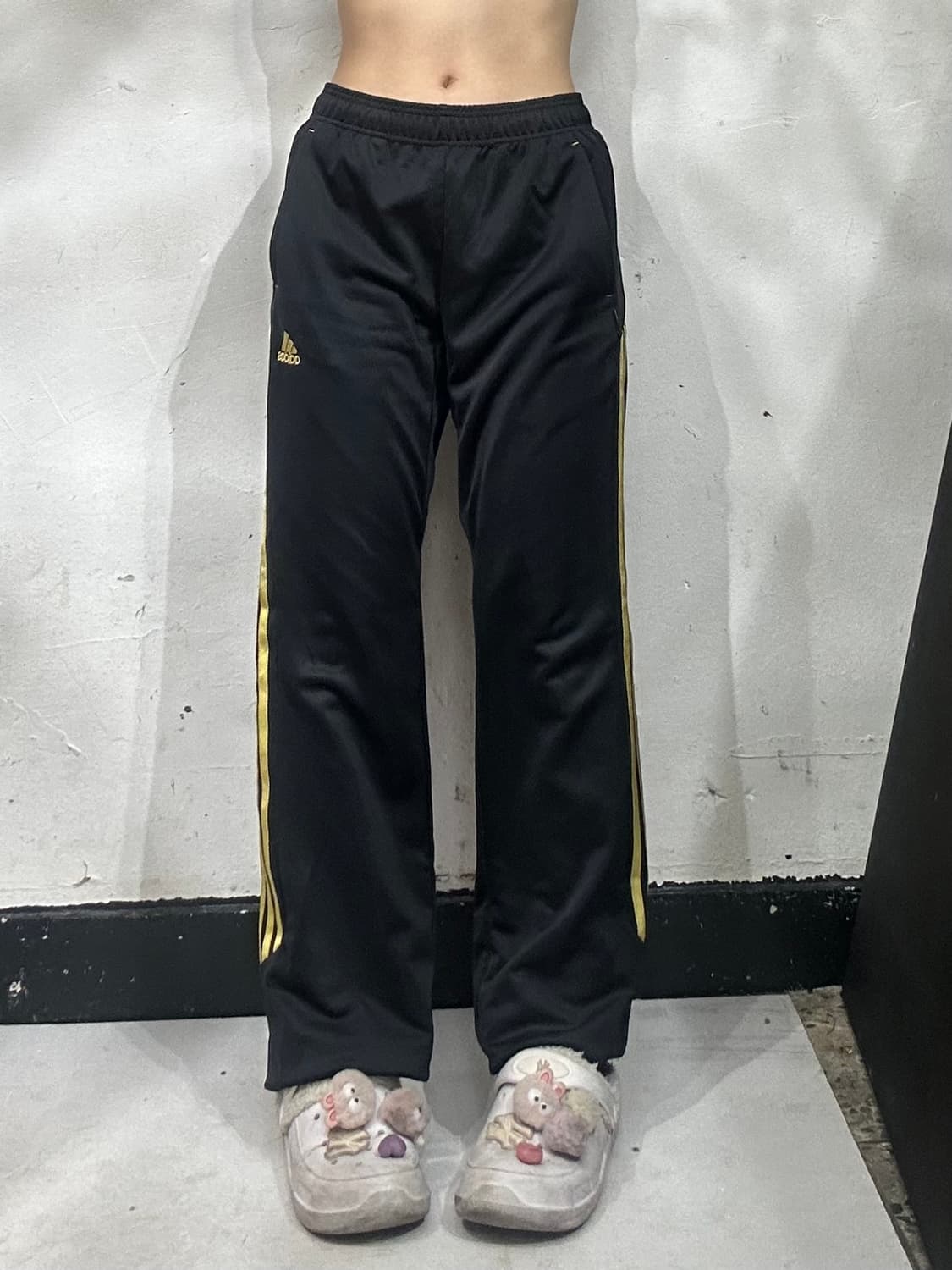 00s 아디다스 블랙 골드 삼선 와이드 팬츠 M 상품이미지2