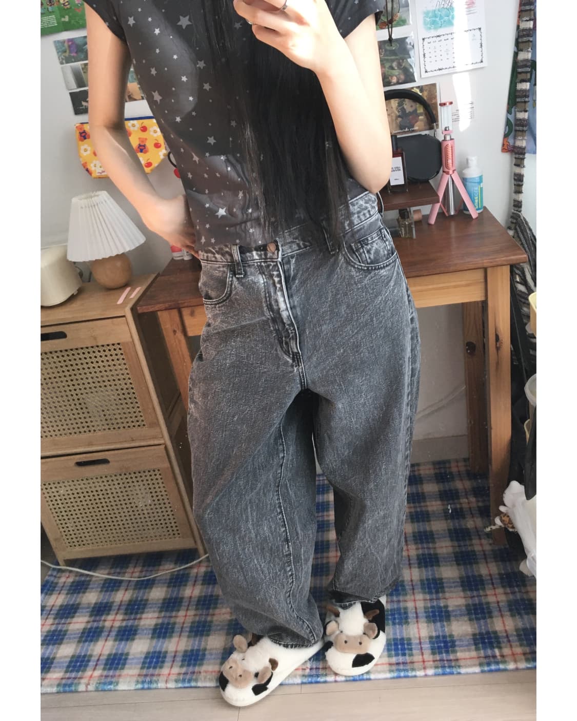 vintage urban street wide denim charcoal 상품이미지4