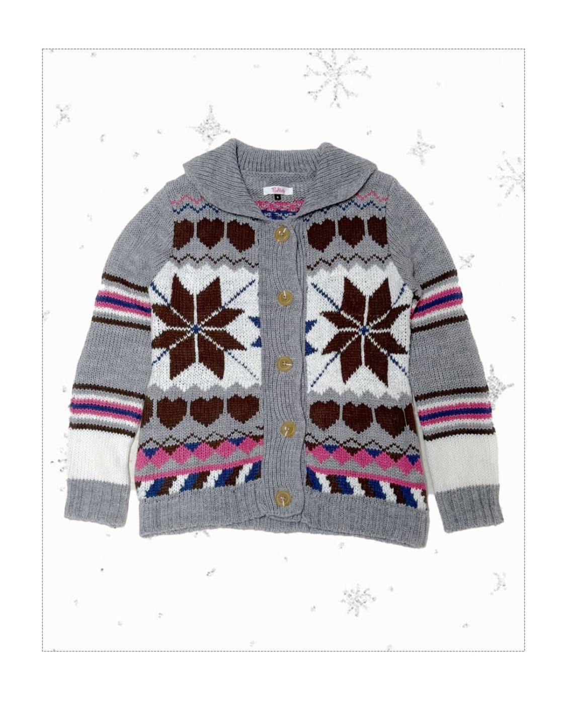 초코베리 눈꽃 니트 가디건 상품이미지1