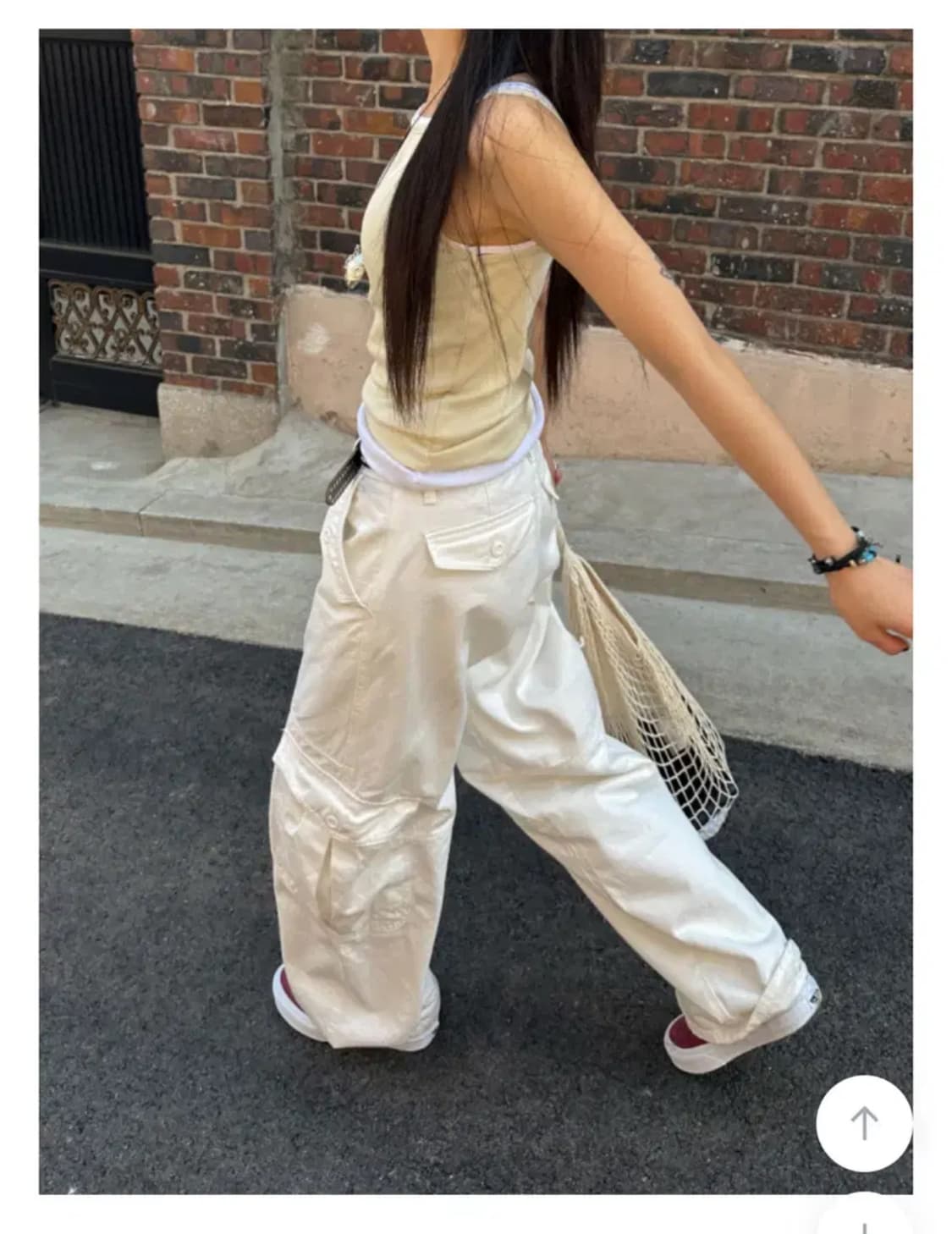 서울베이스드 로우라이즈 카고팬츠 화이트 상품이미지1