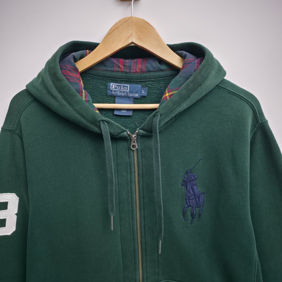 [L] 폴로 랄프로렌 빅포니 체크 후드집업 그린 상품이미지2