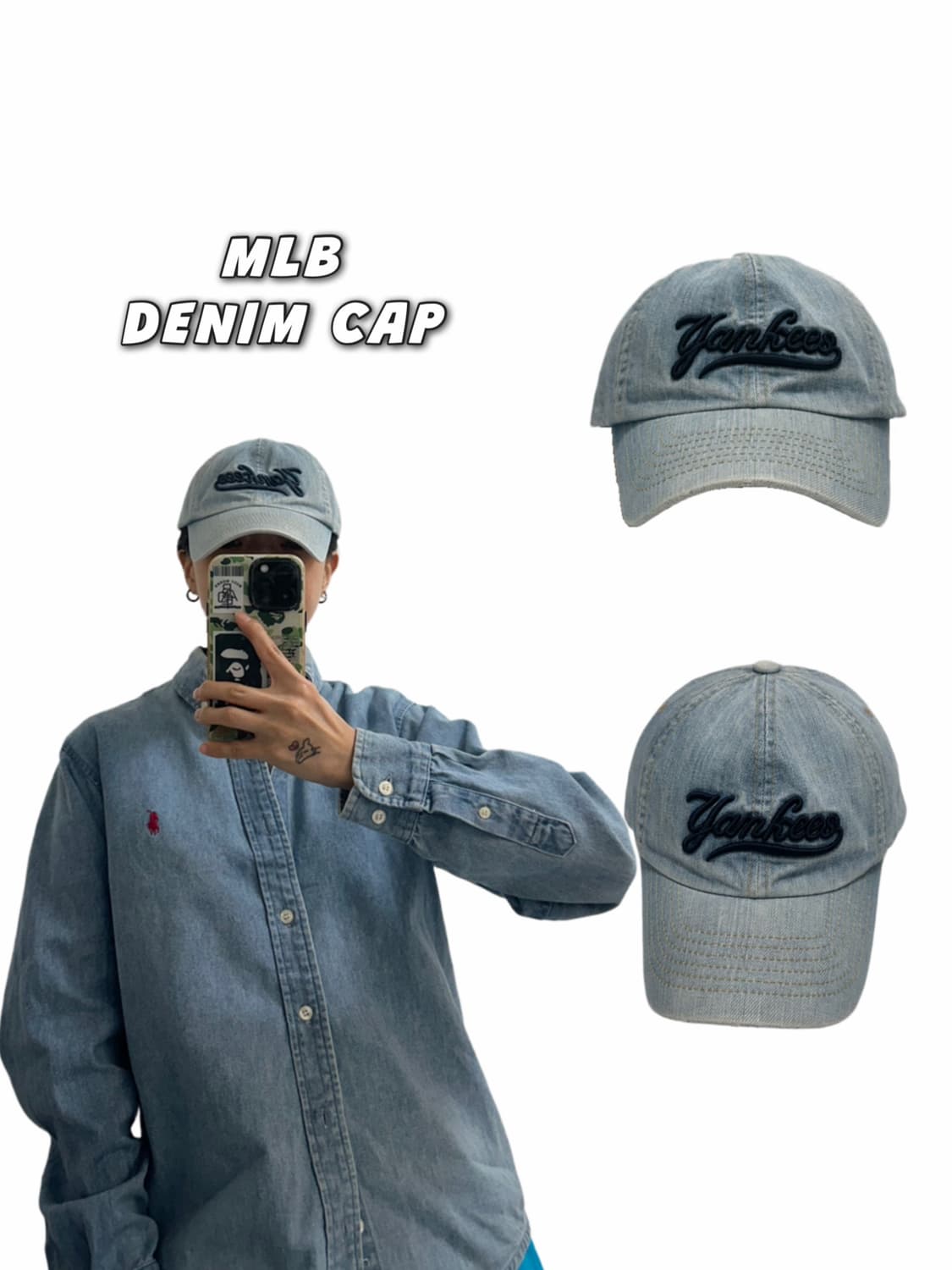 MLB 뉴욕양키즈 데님 볼캡 야구모자 상품이미지1